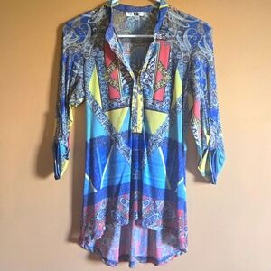 IQ Paris Boho Pullover V-neck Top, PTP=16"